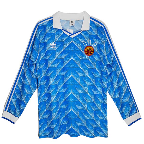 DDR East Germany away long sleeve jersey retro soccer uniform men's second football kit sports tops shirt 1988-1990